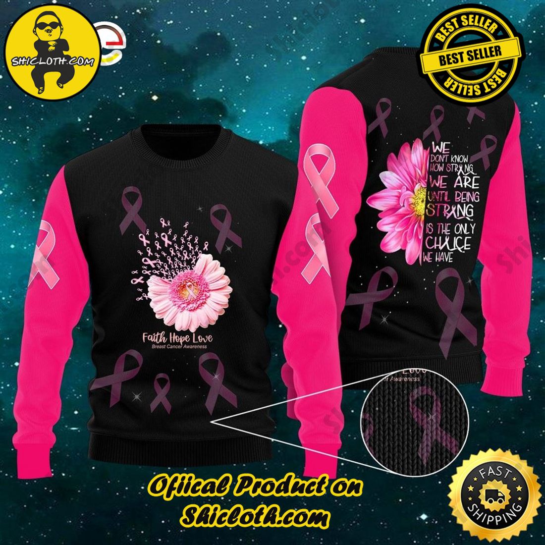 Hot trending for Christmas : Sweaters from Shiclothshop 7 Breast Cancer Awareness Strong Is Ugly Sweater Ideas