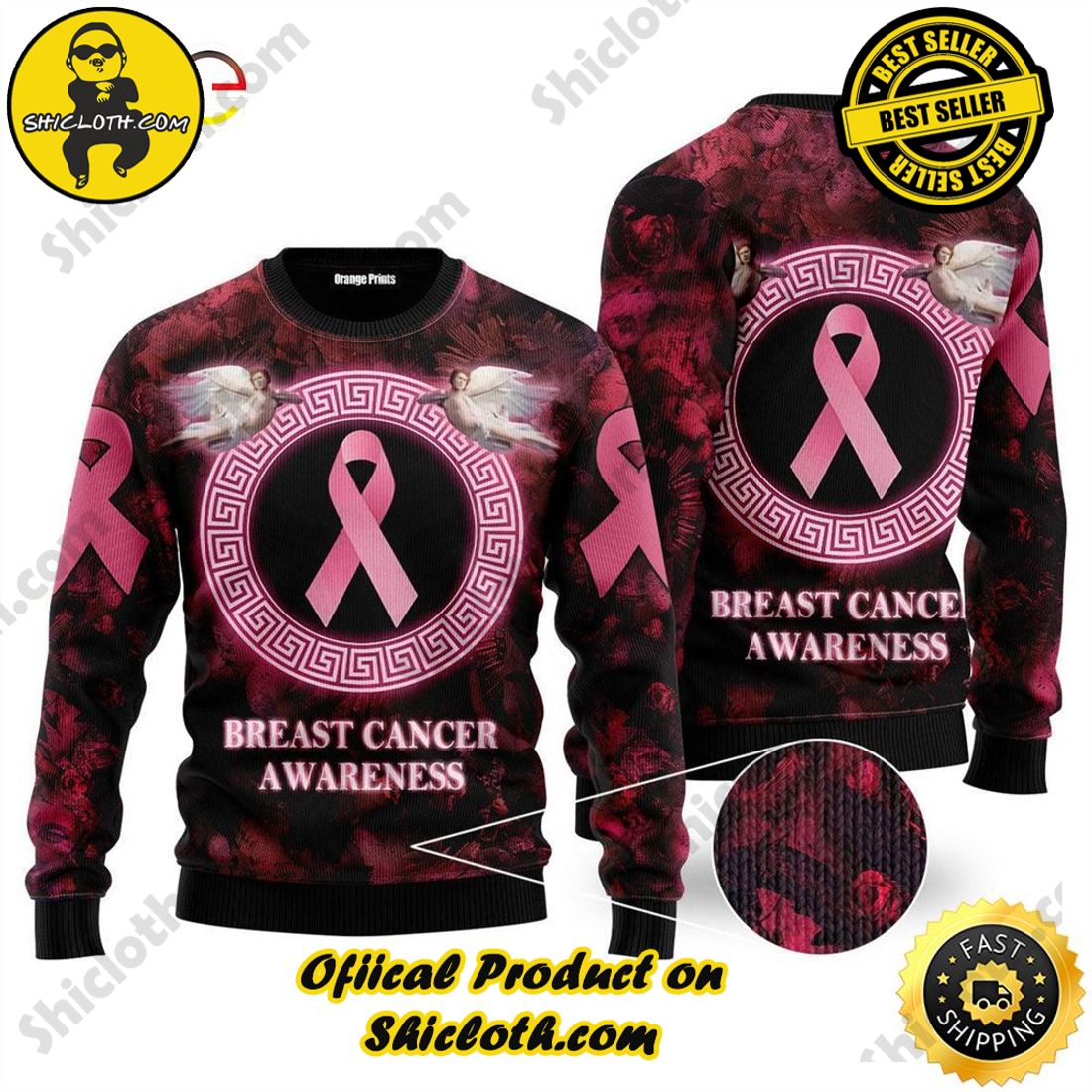 Hot trending for Christmas : Sweaters from Shiclothshop 8 Breast Cancer Awareness Ugly Christmas Ugly Sweater Ideas Style 1
