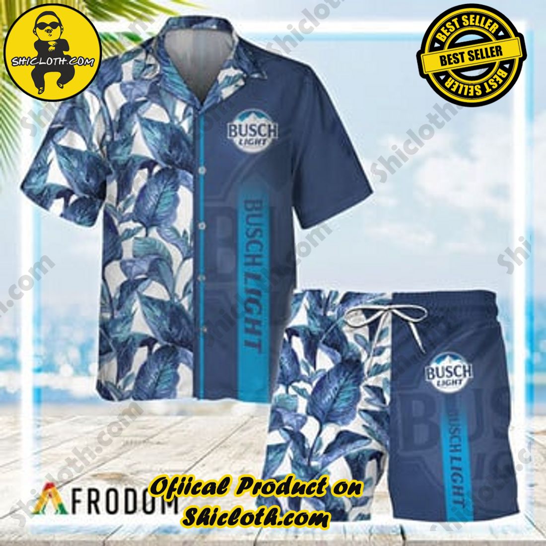 Best Seller And Hot Trending for Summer : Shiclothshop's Hawaiian Shirts 2 Busch Light Tropical Leaf Hawaiian Shirt And Shorts Set