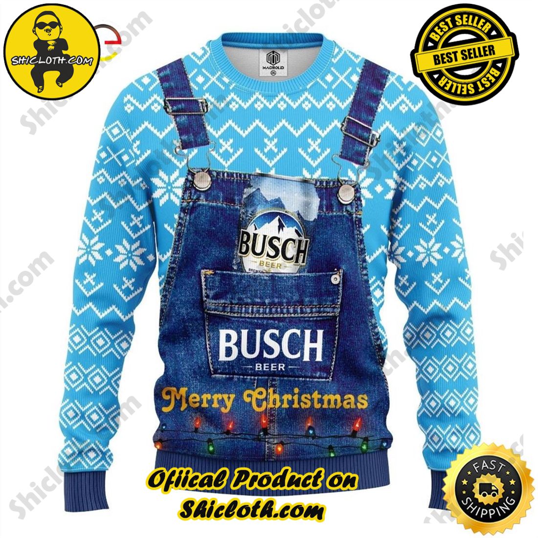 Shiclothshop's Sweaters: The Perfect Fashionable Gift for Everyone 1 Buschs Beer Ugly Christmas Sweater