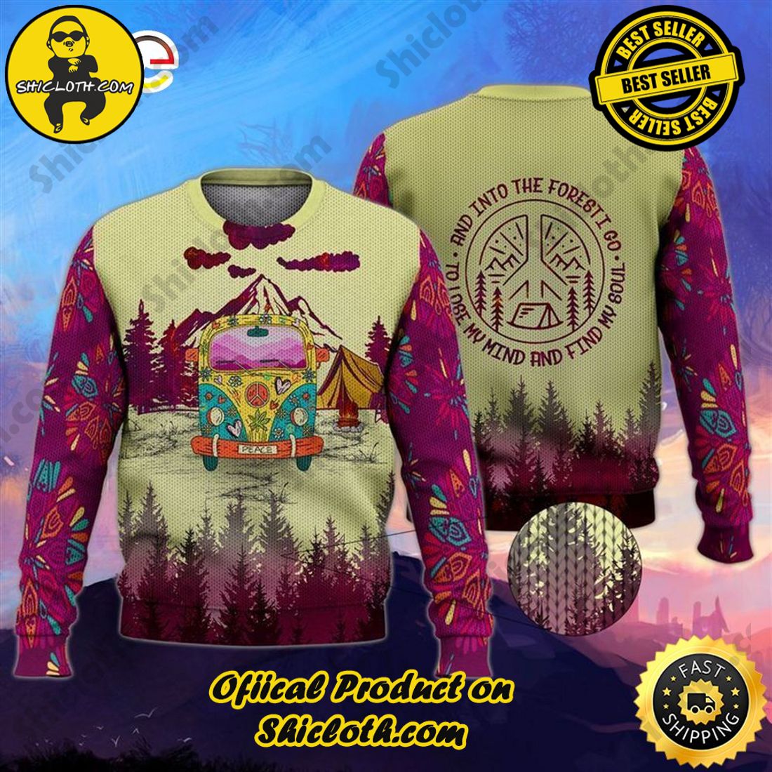 Best seller: Warm Up Your Holidays with Shiclothshop's Cozy Christmas Sweaters for a Peaceful Season 5 Campervan Into Forest Hippie Camping Ugly Christmas Sweater For Men & Women Christmas Gift Sweater
