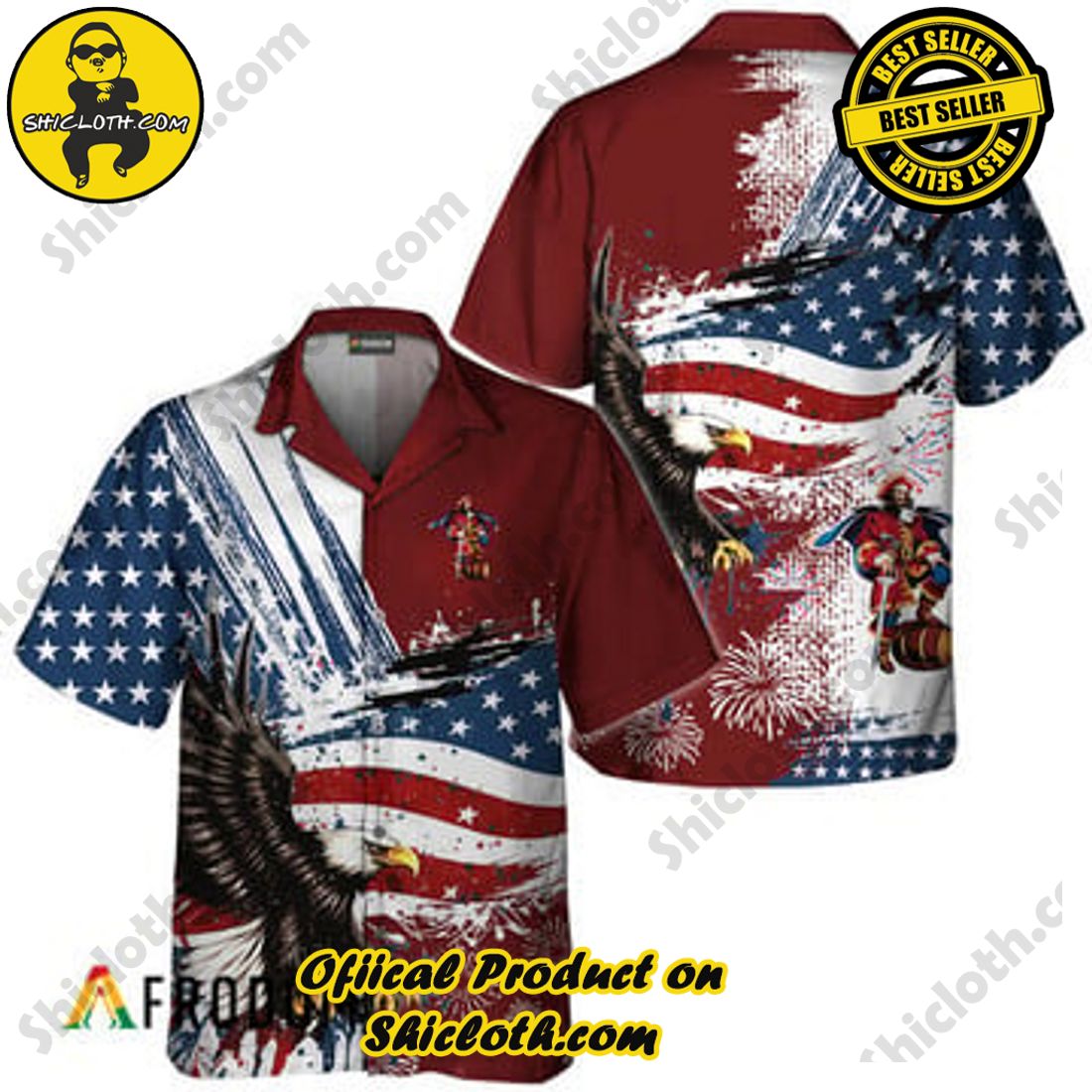Best Seller And Hot Trending for Summer : Shiclothshop's Hawaiian Shirts 10 Captain Morgan Fourth Of July Eagle Hawaiian Shirt