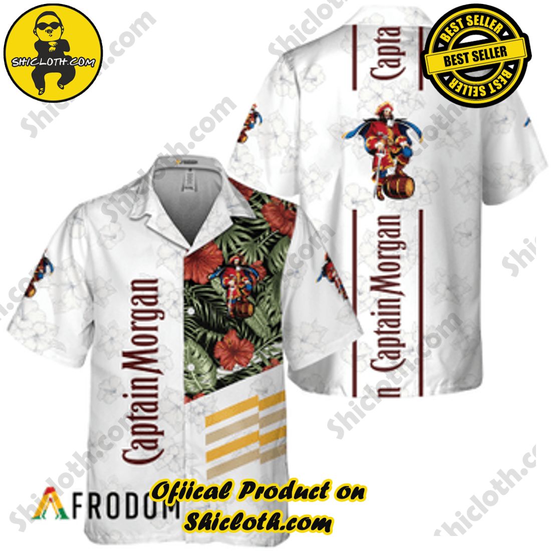 Best Seller And Hot Trending for Summer : Shiclothshop's Hawaiian Shirts 17 Captain Morgan White Tropical Flower Hawaiian Shirt