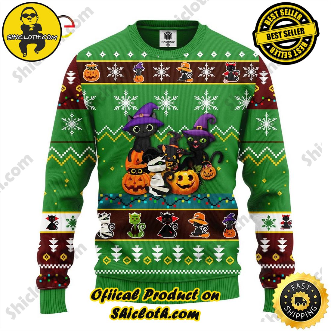 Shiclothshop's Sweaters: The Perfect Fashionable Gift for Everyone 4 Cat Cute Witcher Noel Mc Christmas Green Ugly Sweater