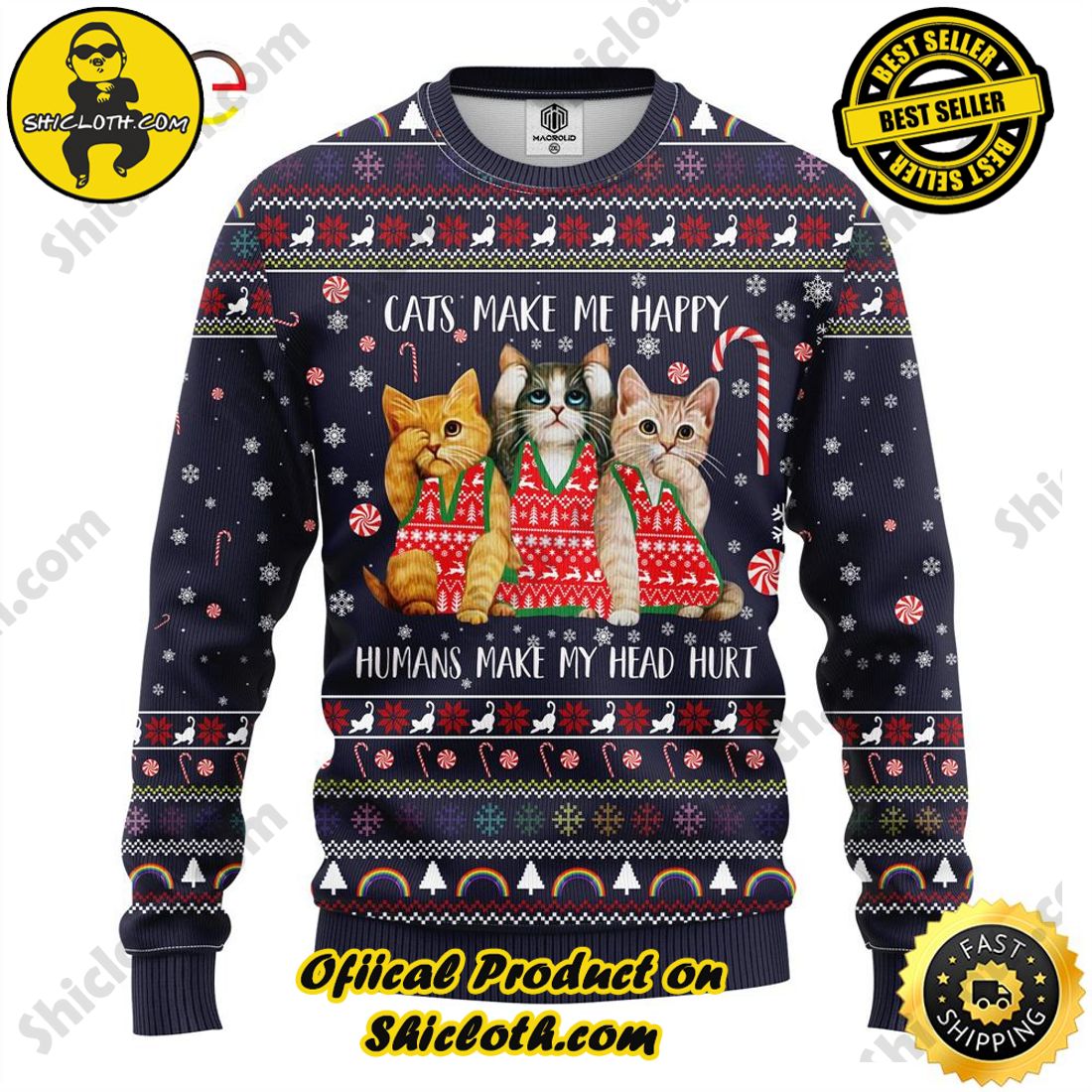 Shiclothshop's Sweaters: The Perfect Fashionable Gift for Everyone 5 Cat Make Me Happy Christmas Ugly Sweater
