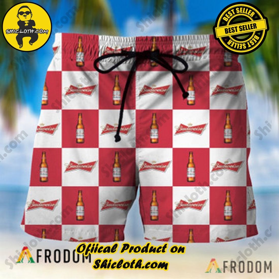Best Seller And Hot Trending for Summer : Shiclothshop's Hawaiian Shirts 18 Checkerboard Budweiser Hawaiian Shorts