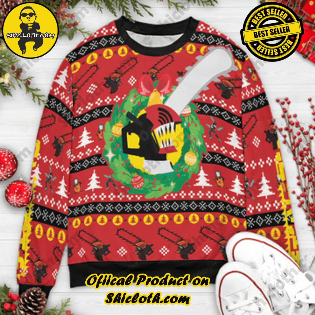 Hot Trending and Best Seller: Shiclothshop's Ugly Christmas Sweaters: Embrace Festive Fashion with Flair 13 Christmas Dream Chainsaw Man Ugly Christmas Sweater