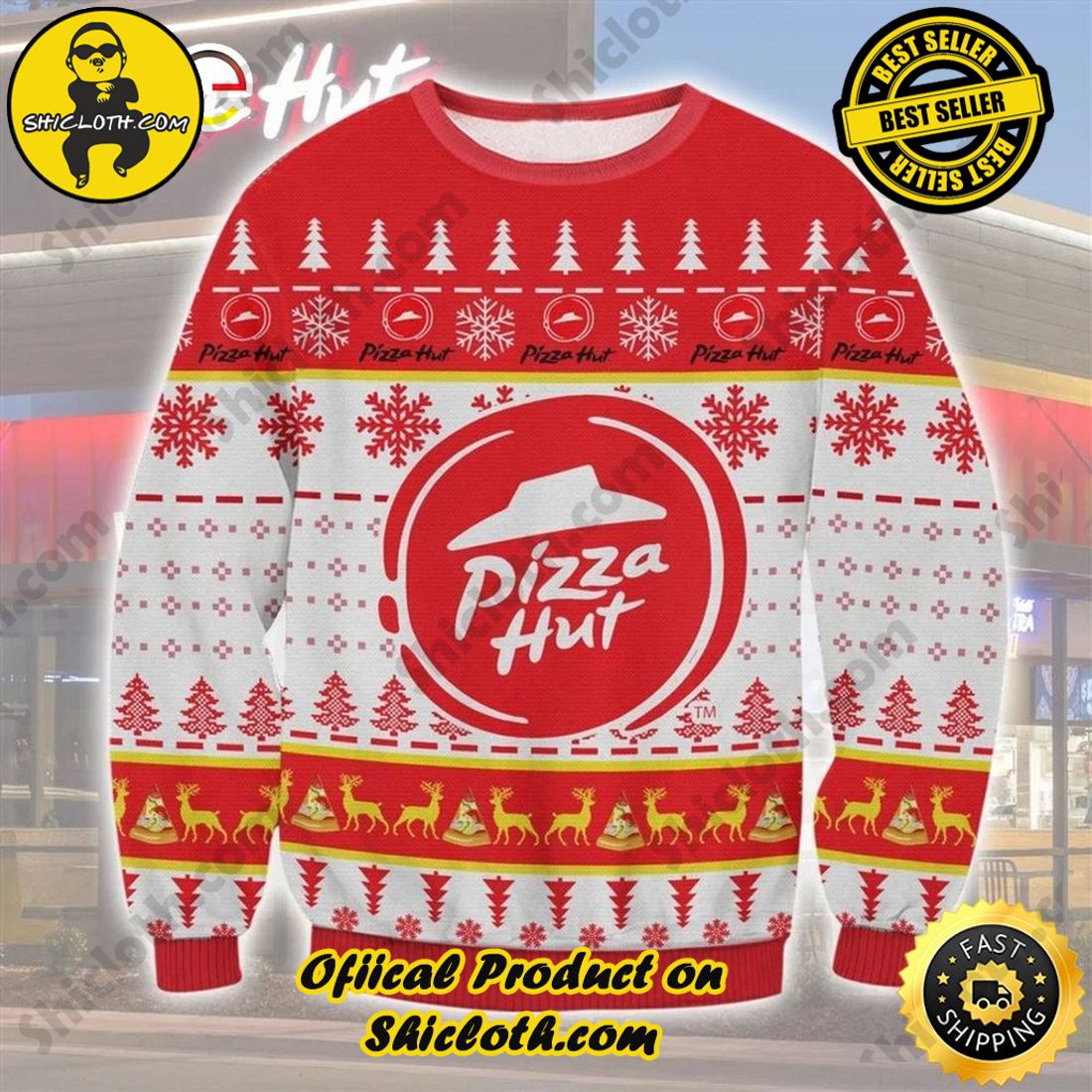 Hot Trending: Shiclothshop's Ugly Christmas Sweaters: Embrace Festive Fashion with Flair 3 Christmas Pizza Hut Ugly Christmas Sweater