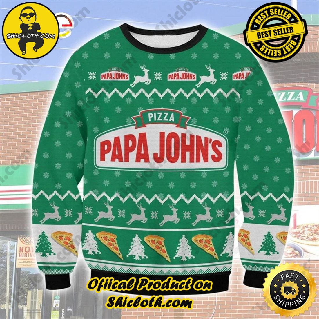 Hot Trending: Shiclothshop's Ugly Christmas Sweaters: Embrace Festive Fashion with Flair 5 Christmas Pizza Papa John Ugly Christmas Sweater