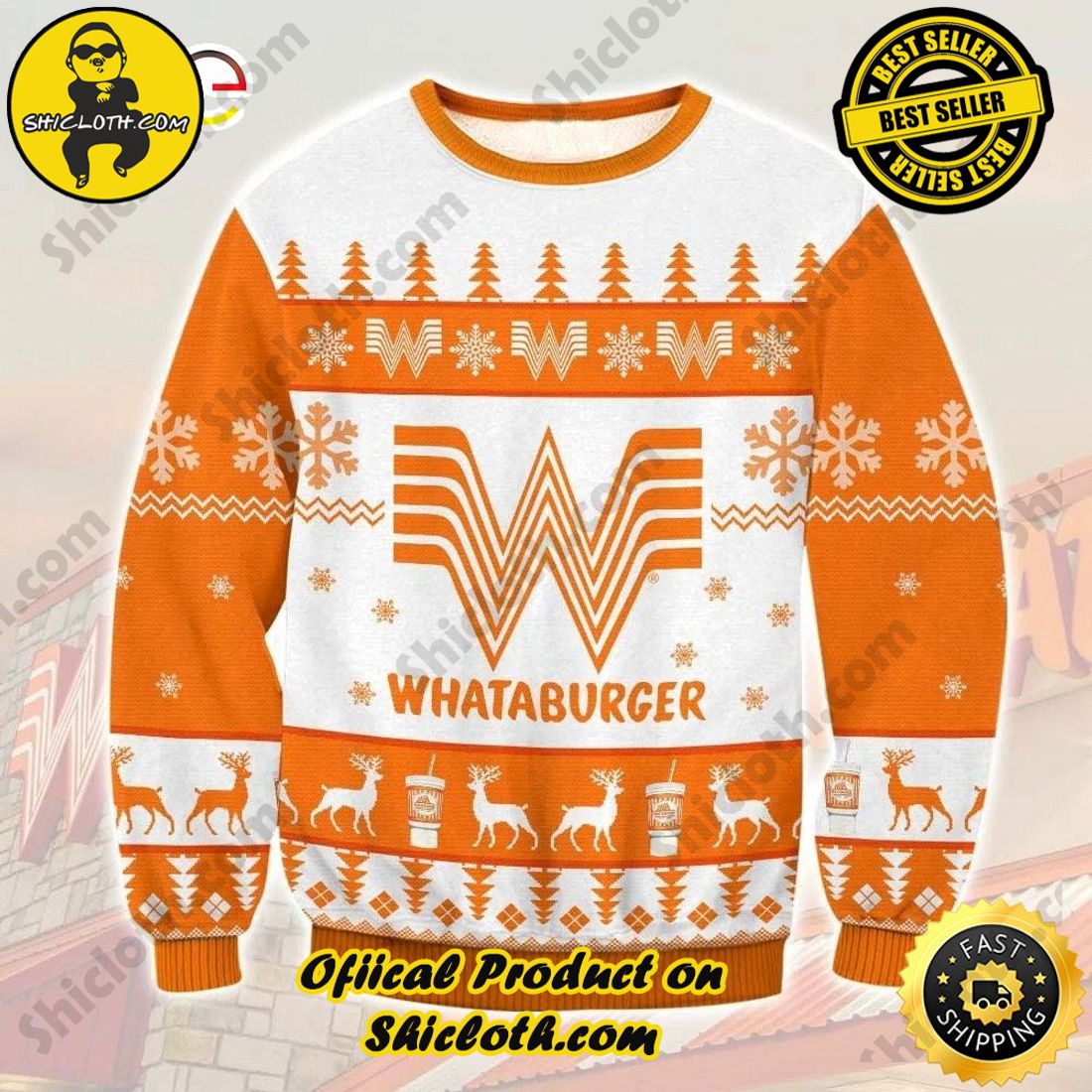 Hot Trending: Shiclothshop's Ugly Christmas Sweaters: Embrace Festive Fashion with Flair 8 Christmas WhataBurger Ugly Sweater