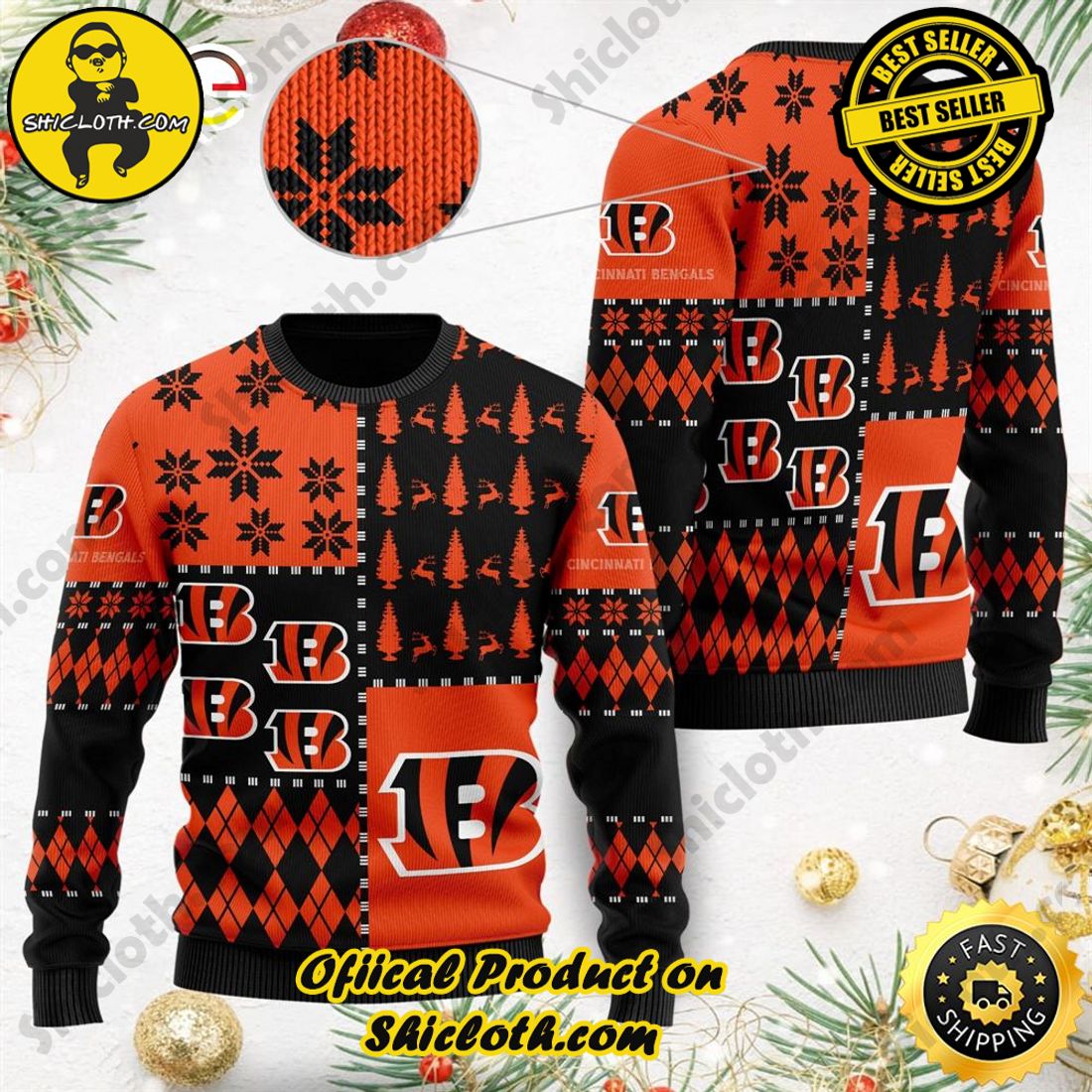 Hot trending for Christmas : Sweaters from Shiclothshop 12 Cincinnati Bengals NFL Christmas Ugly Ugly Sweater Ideas