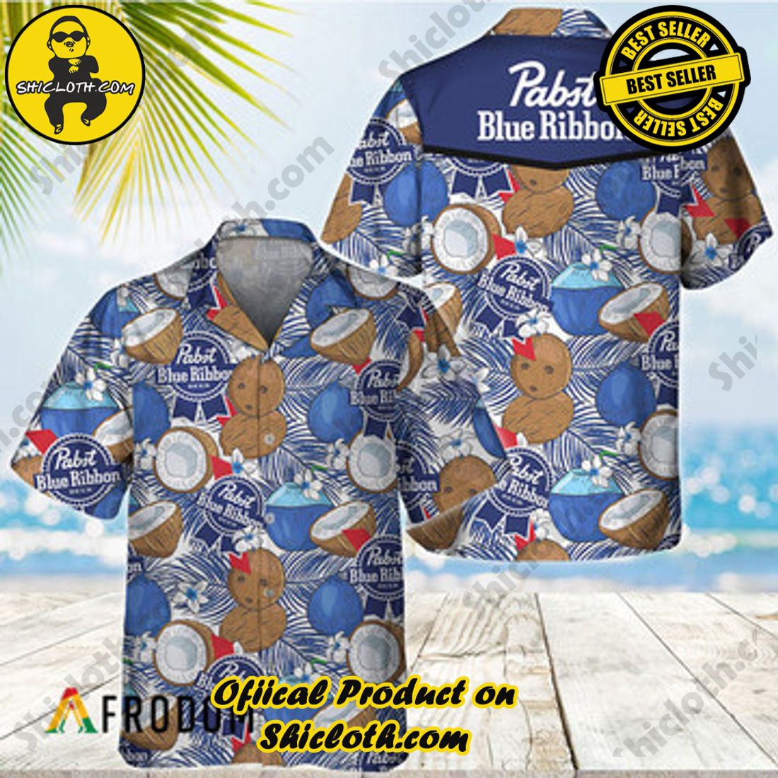 Fashion for Summer : Shiclothshop's Hawaiian Shirts 1 Coconuts Tropical Beach Pabst Blue Ribbon Hawaiian Shirts