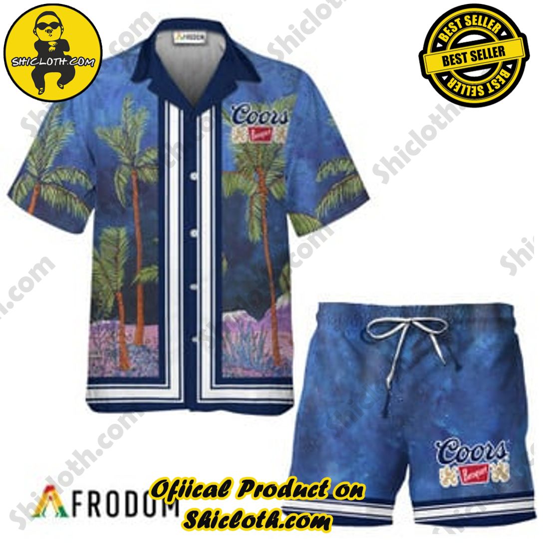 Fashion for Summer : Shiclothshop's Hawaiian Shirts 7 Coors Banquet Star Print Bermuda Hawaiian Shirts & Shorts Set
