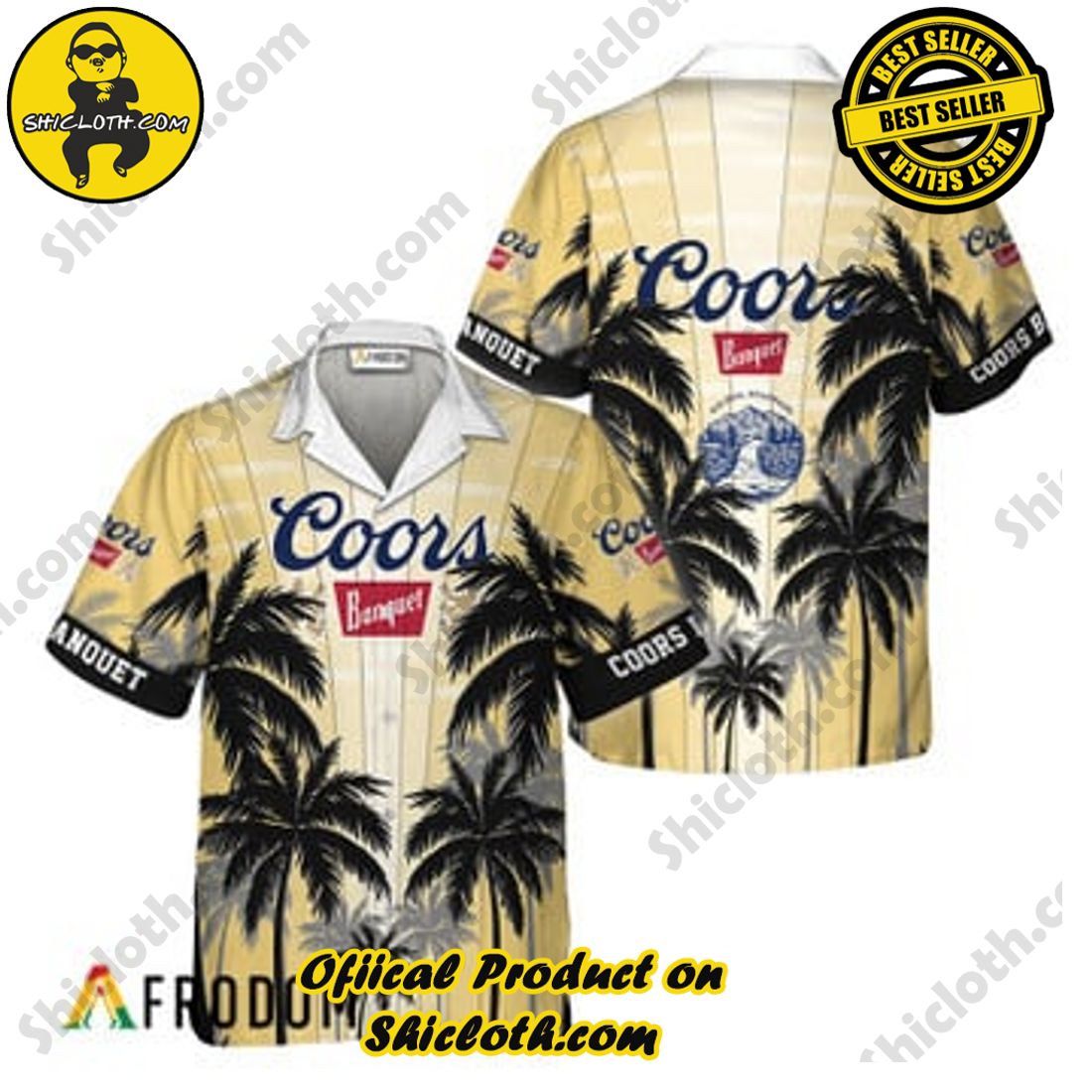Fashion for Summer : Shiclothshop's Hawaiian Shirts 9 Coors Banquet Tropical Coconut Palms Hawaiian Shirts