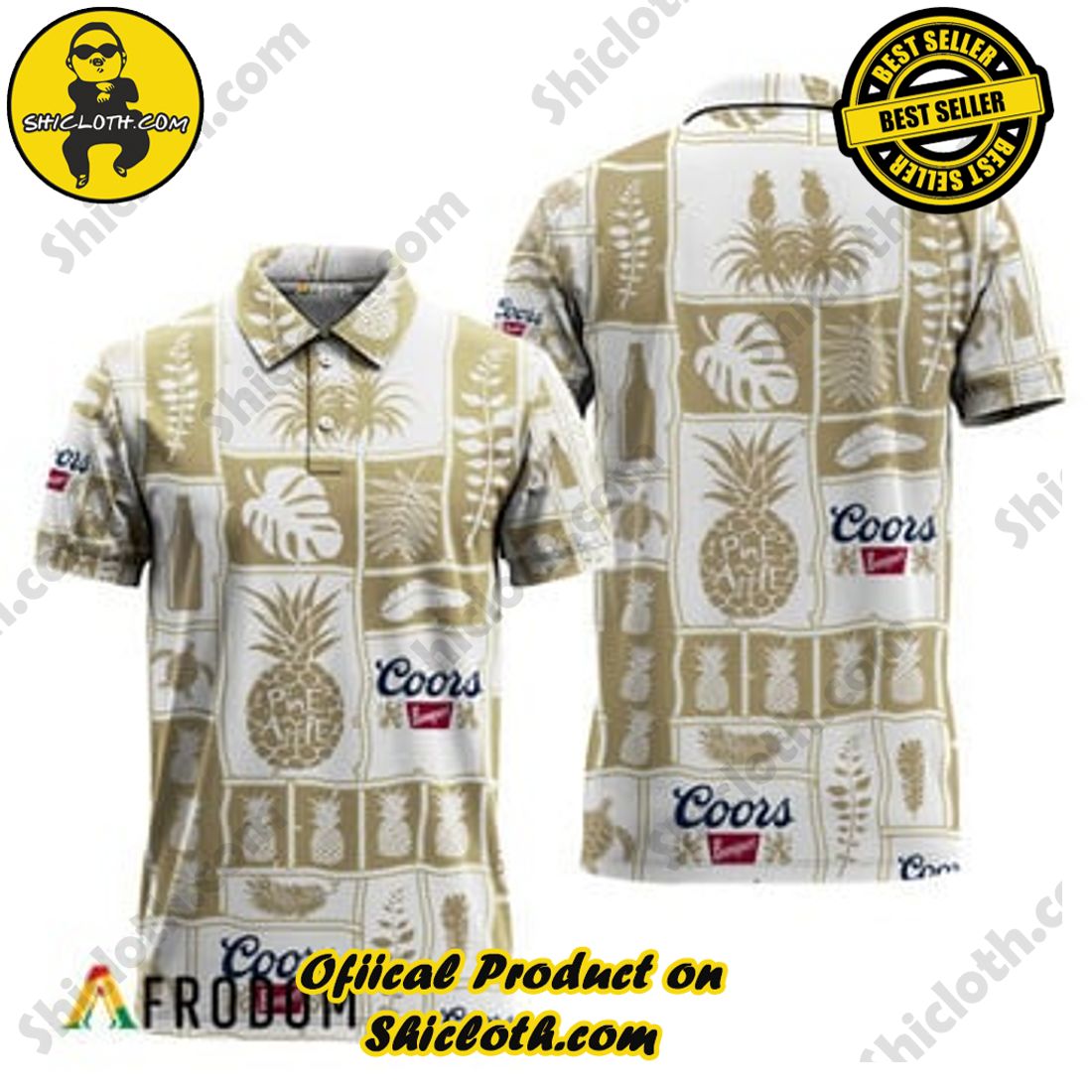 Fashion for Summer : Shiclothshop's Hawaiian Shirts 12 Coors Banquet Tropical Pineapple Hawaiian Polo Shirts