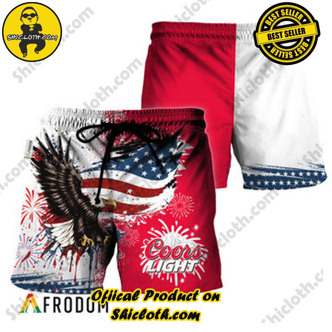 Fashion for Summer : Shiclothshop's Hawaiian Shirts 17 Coors Light Fourth Of July Eagle Hawaiian Shorts