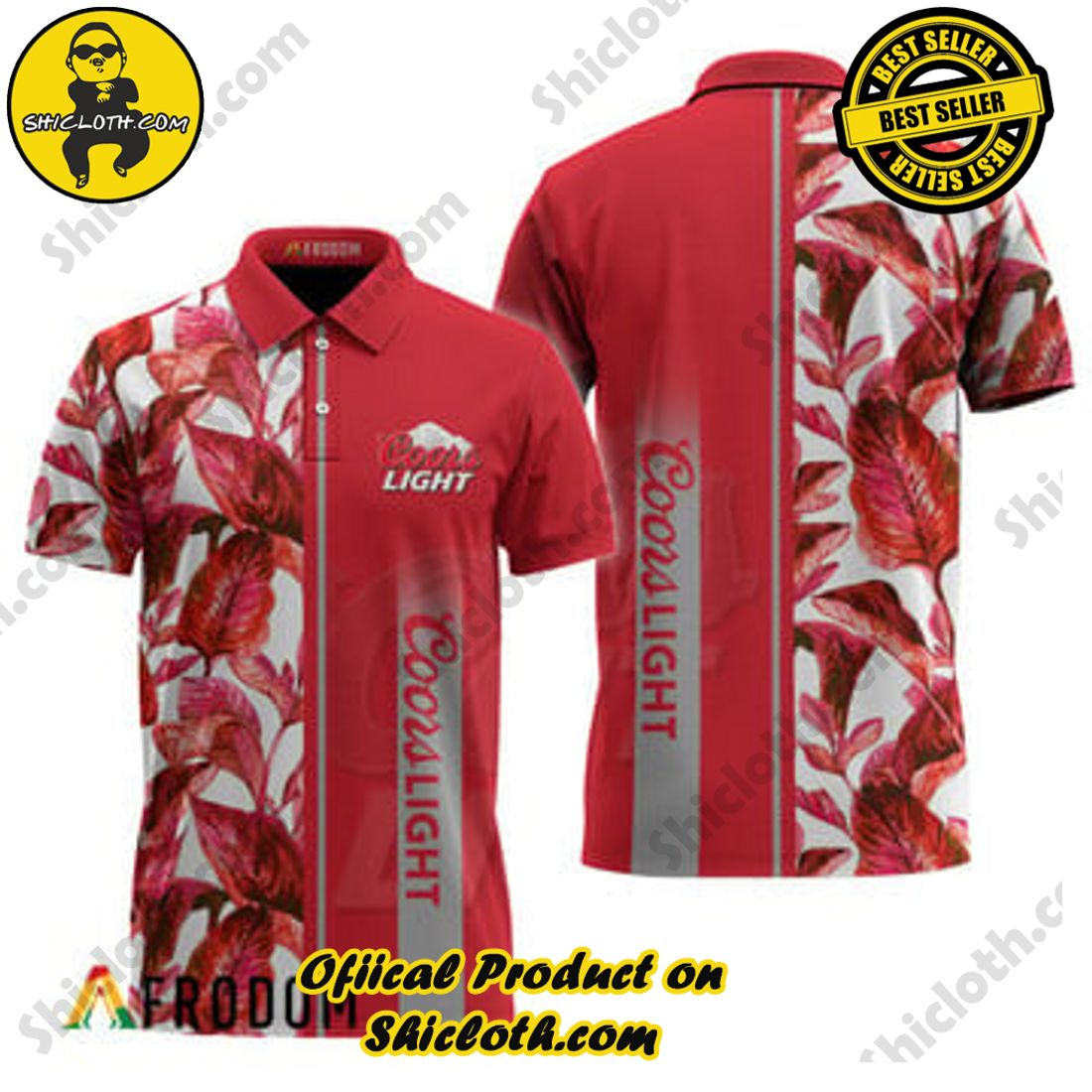 Coors Light Tropical Palm Hawaiian Polo Shirts - Shicloth
