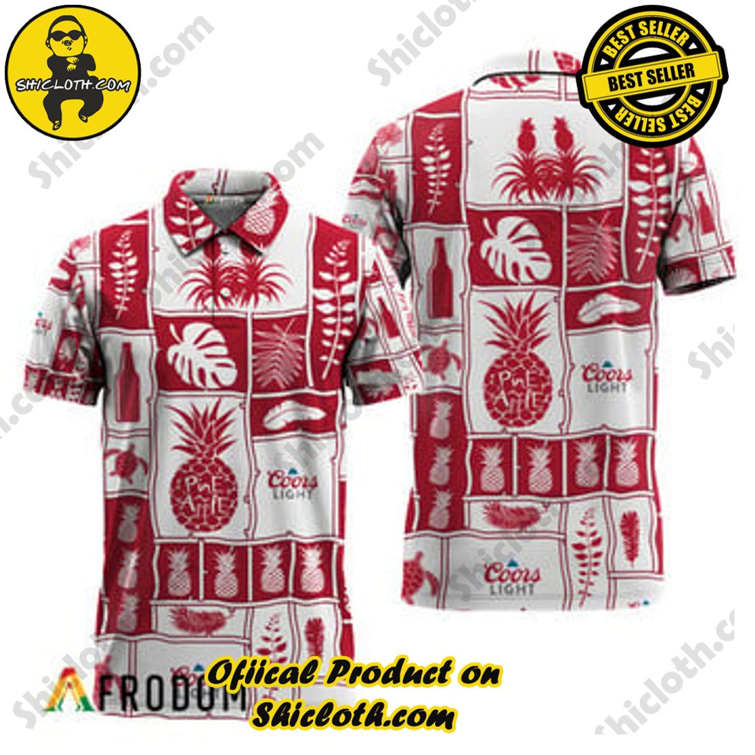 Coors Light Tropical Pineapple Hawaiian Polo Shirts - Shicloth