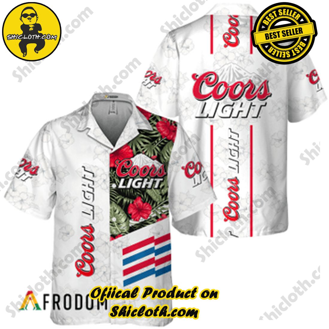 Fashion for Summer : Shiclothshop's Hawaiian Shirts 25 Coors Light White Tropical Flower Hawaiian Shirts