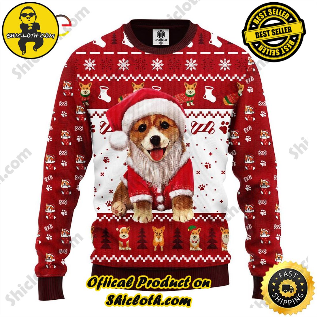 Hot Trending: Shiclothshop's Ugly Christmas Sweaters: Embrace Festive Fashion with Flair 11 Corgi Noel Cute Ugly Christmas Sweater