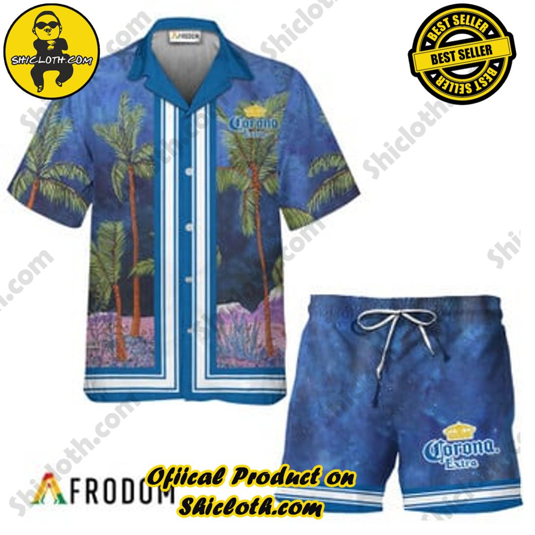 Fashion for Summer : Shiclothshop's Hawaiian Shirts 32 Corona Extra Star Print Bermuda Hawaiian Shirts & Shorts Set