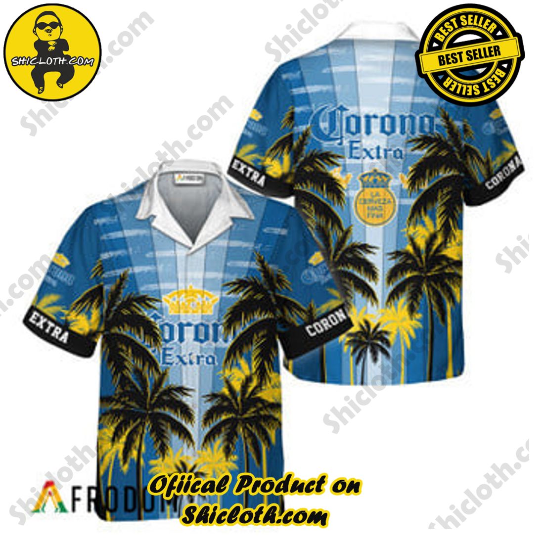 Fashion for Summer : Shiclothshop's Hawaiian Shirts 33 Corona Extra Tropical Coconut Palms Hawaiian Shirts