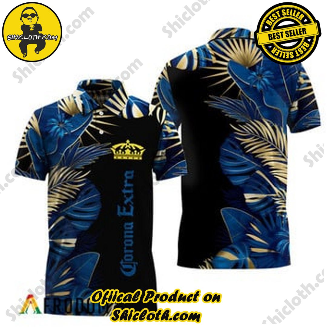 Fashion for Summer : Shiclothshop's Hawaiian Shirts 34 Corona Extra Tropical Palm Hawaiian Polo Shirts