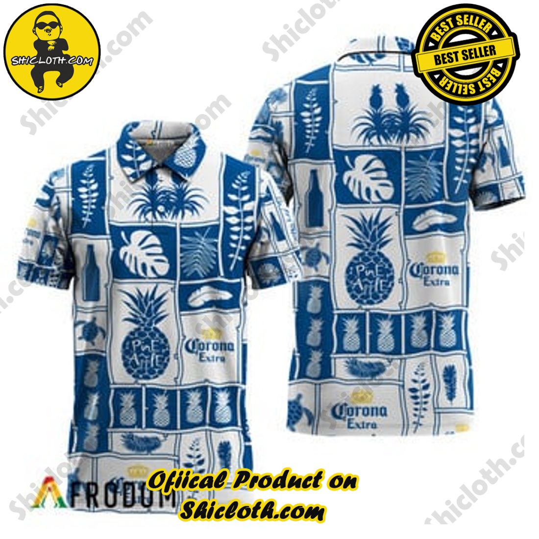 Fashion for Summer : Shiclothshop's Hawaiian Shirts 36 Corona Extra Tropical Pineapple Hawaiian Polo Shirts