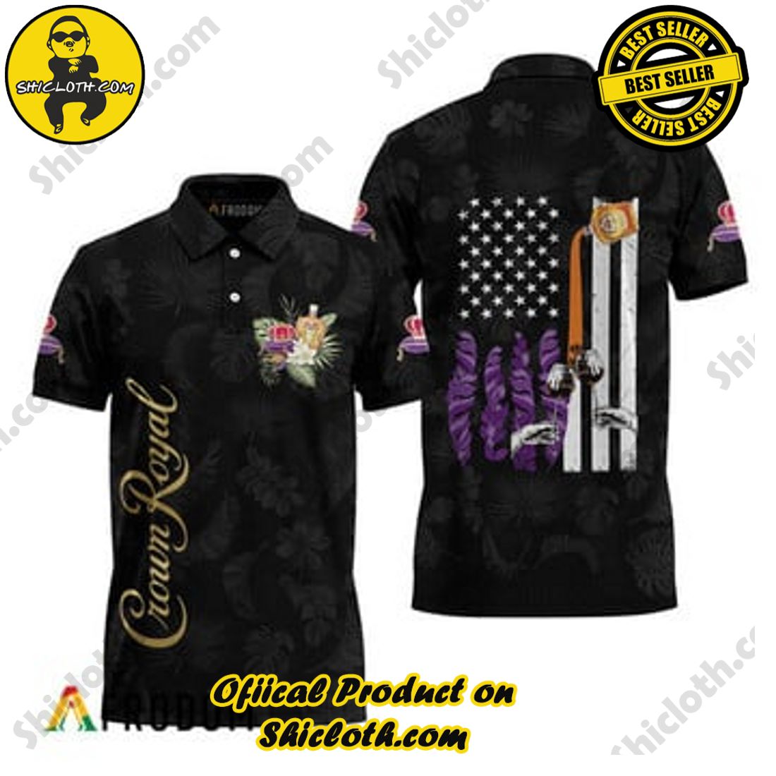Fashion for Summer : Shiclothshop's Hawaiian Shirts 49 Crown Royal US Flag Black Hawaiian Polo Shirts