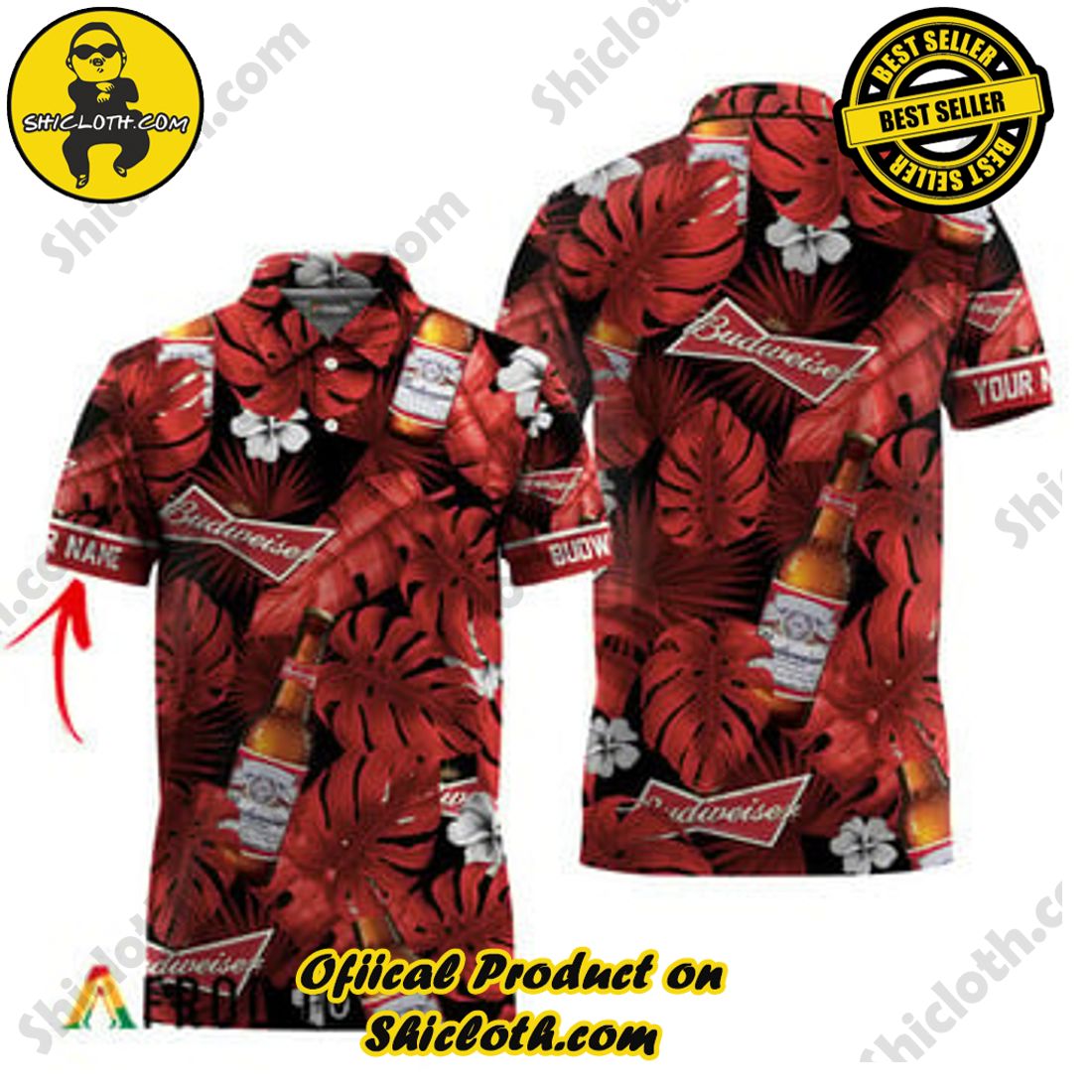 Fashion for Summer : Shiclothshop's Hawaiian Shirts 50 Customized Budweiser Beer Tropical Hawaiian Polo Shirts