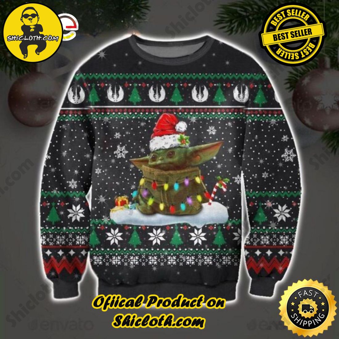 Best Seller and Hot Trending : Exploring Shicloth's NFL Ugly Sweater Collection 27 Cute Baby Yoda Presents Star Ugly Sweater