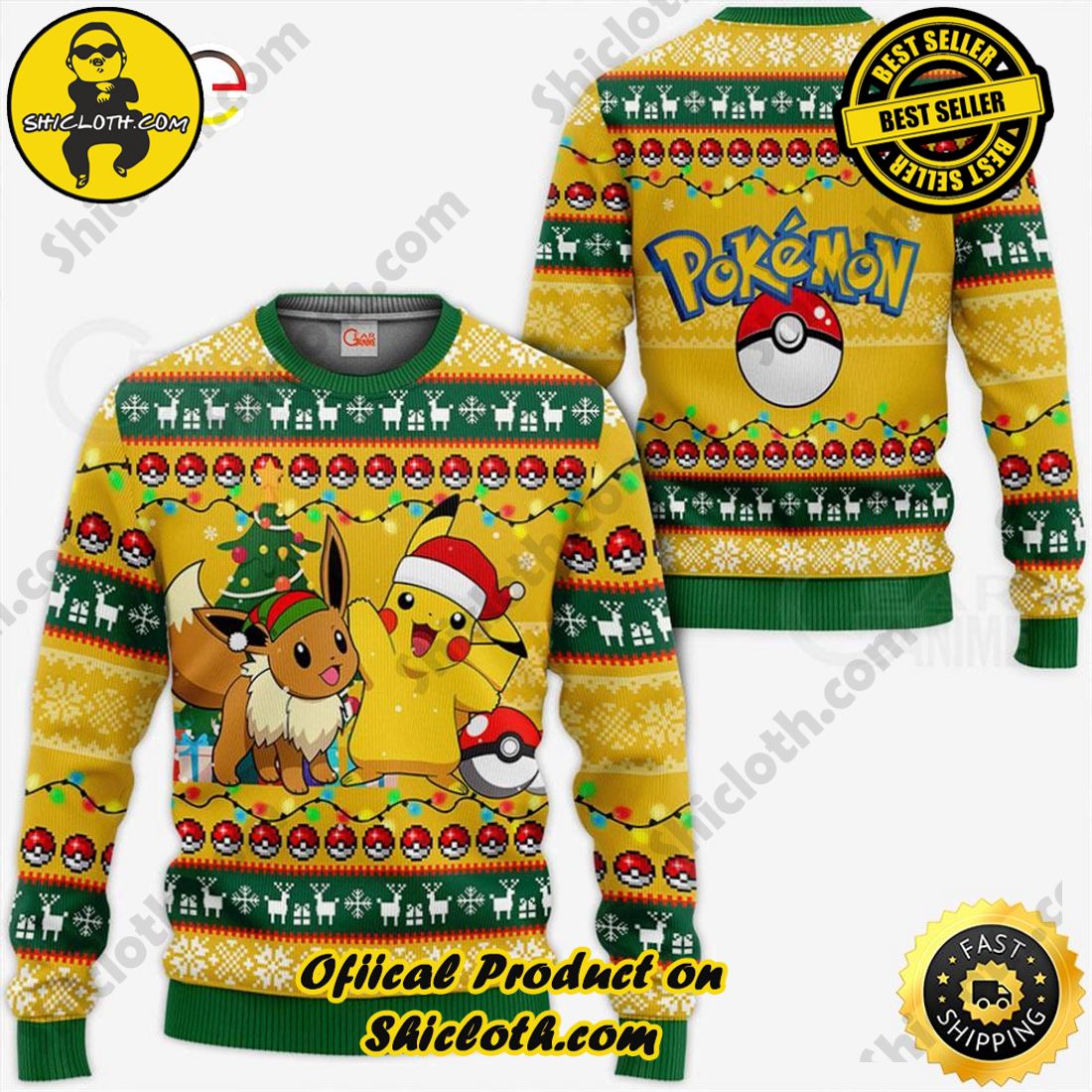 Hot Trending: Shiclothshop's Ugly Christmas Sweaters: Embrace Festive Fashion with Flair 14 Cute Pokemon Xmas Pikachu Ugly Christmas Sweater