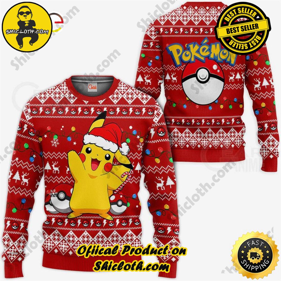Hot Trending: Shiclothshop's Ugly Christmas Sweaters: Embrace Festive Fashion with Flair 15 Cute Xmas Pikachu Ugly Christmas Sweater