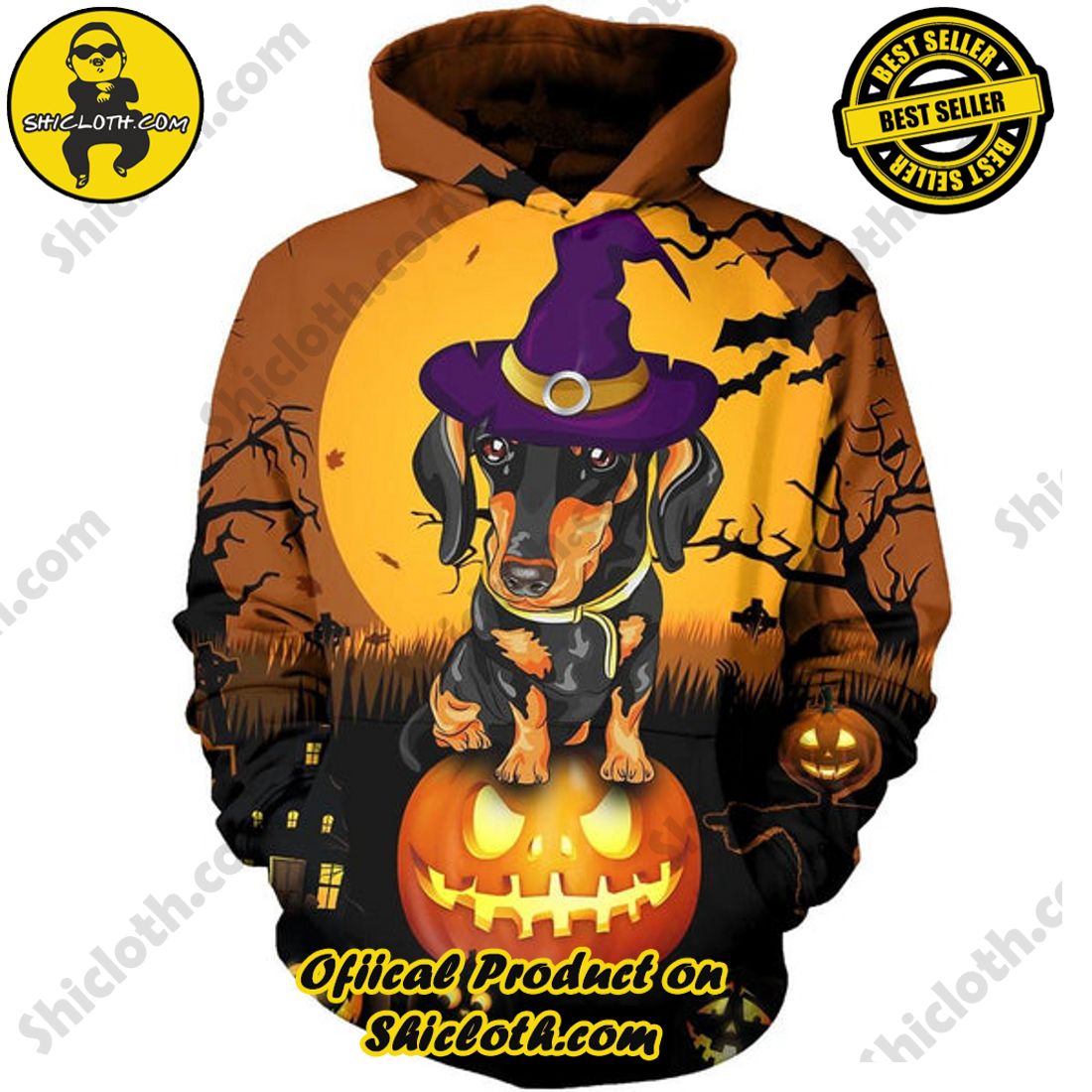 Best seller: Explore the Ultimate Personalized Style with Shiclothshop's 3D Custom Hoodies 12 Dachshund Halloween All Over Print 3D Custom Hoodie For Men
