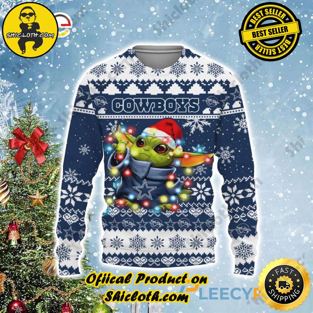 Best Seller and Hot Trending : Exploring Shicloth's NFL Ugly Sweater Collection 29 Dallas Cowboys Baby Yoda Star Ugly Sweater