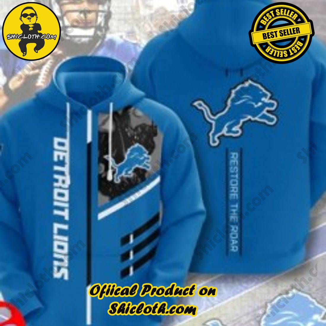 Best seller: Explore the Ultimate Personalized Style with Shiclothshop's 3D Custom Hoodies 19 Detroit Lions Nfl All Over Print With Zipper Awesome Design 3D Custom Hoodie For Men