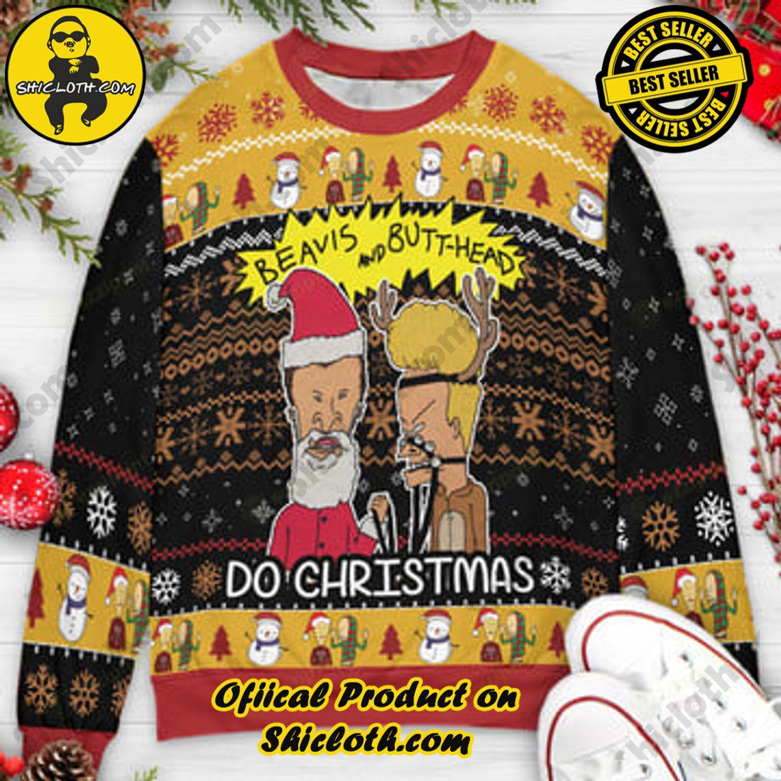 Hot Trending and Best Seller: Shiclothshop's Ugly Christmas Sweaters: Embrace Festive Fashion with Flair 20 Do Christmas Beavis and Butt-head Ugly Christmas Sweaters