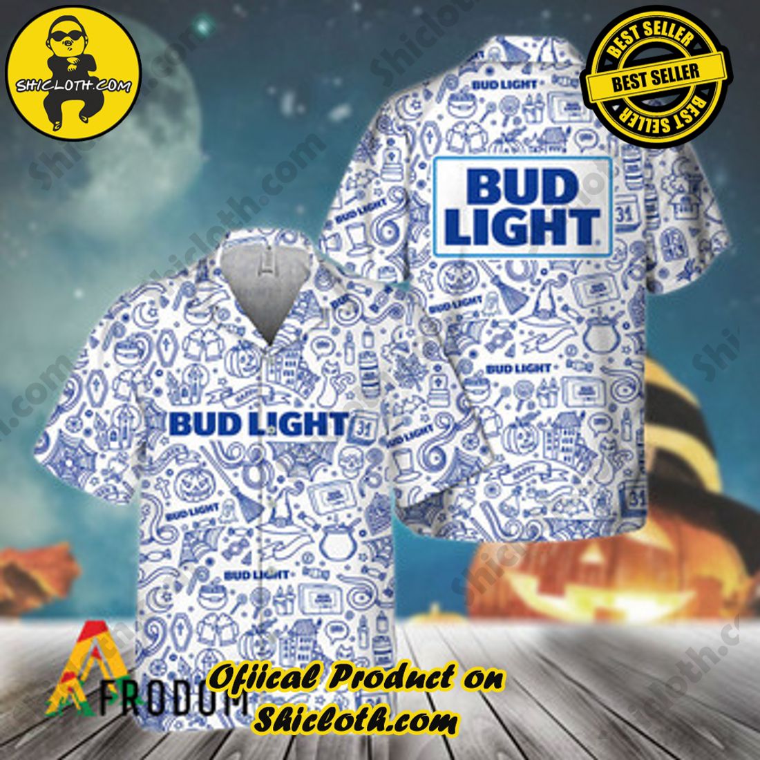 Fashion for Summer : Shiclothshop's Hawaiian Shirts 60 Doodle Art Bud Light Hawaiian Shirts