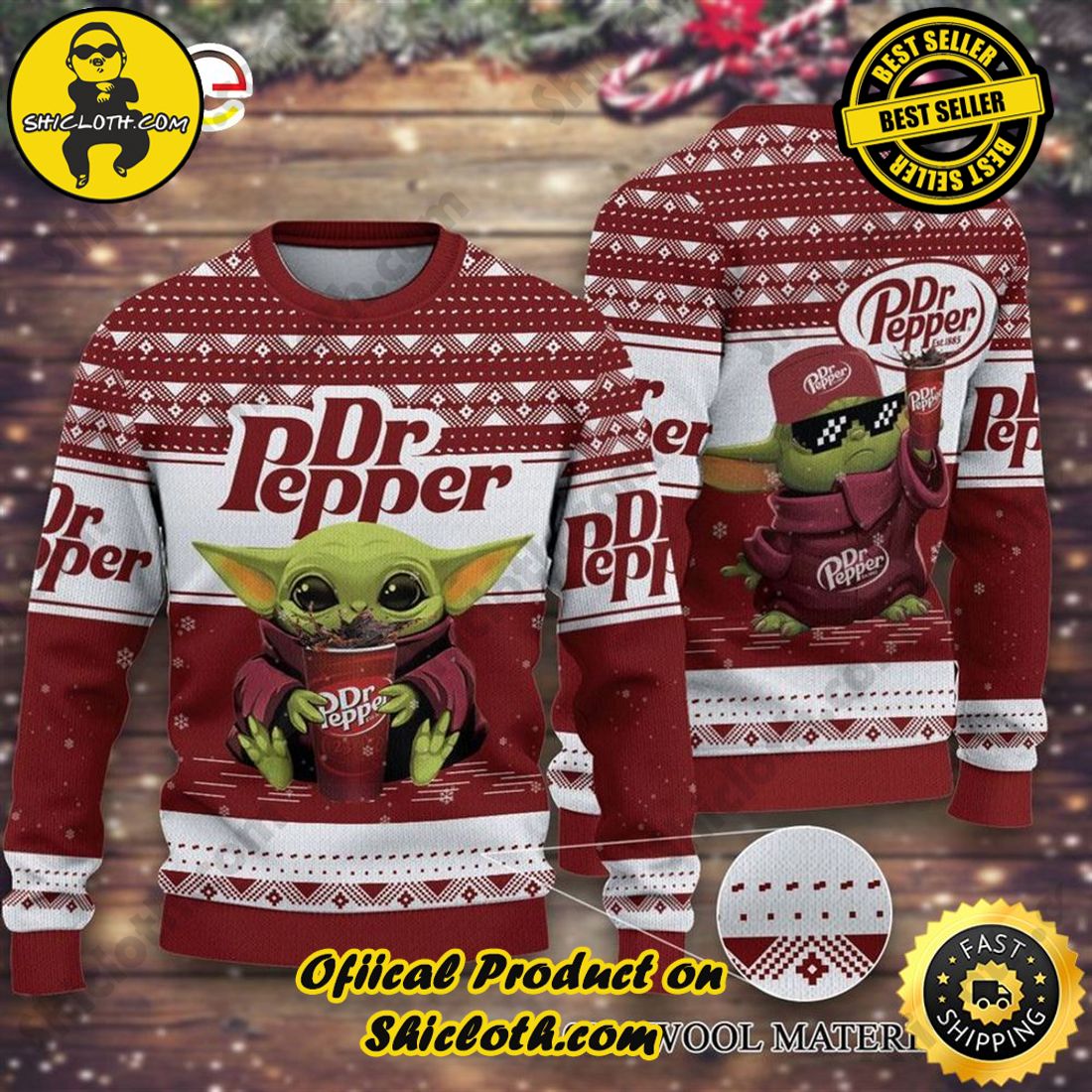 Best Seller : Exploring Shicloth's NFL Ugly Sweater Collection 14 Dr Pepper Baby Yoda Merry Ugly Sweater