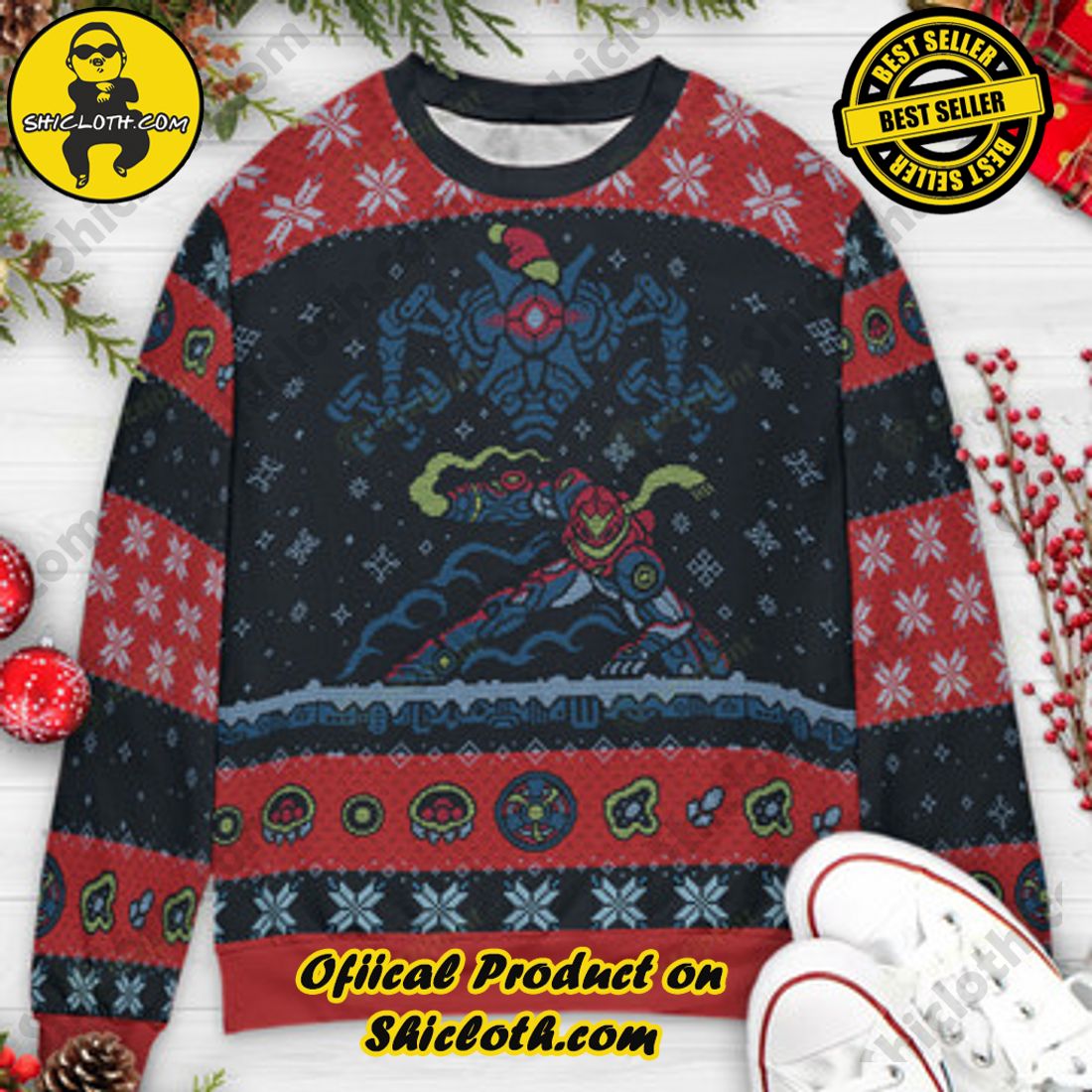 Hot Trending and Best Seller: Shiclothshop's Ugly Christmas Sweaters: Embrace Festive Fashion with Flair 22 Dreaded Holiday Metroid Dread Ugly Christmas Sweaters
