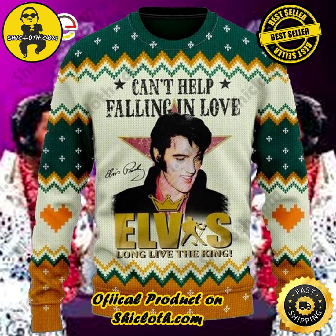 Hot Trending: Shiclothshop's Ugly Christmas Sweaters: Embrace Festive Fashion with Flair 24 Elvis Presley Long Live The King Ugly Christmas Sweater