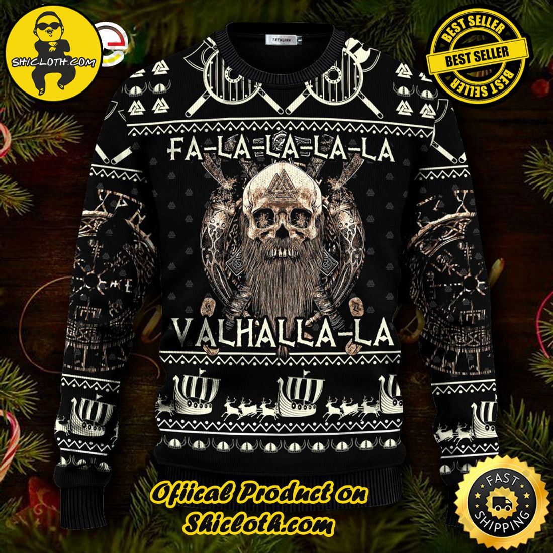 Best seller: Warm Up Your Holidays with Shiclothshop's Cozy Christmas Sweaters for a Peaceful Season 26 Falalalala Valhallala Viking Christmas Ugly Christmas Sweater For Men & Women Christmas Gift Sweater