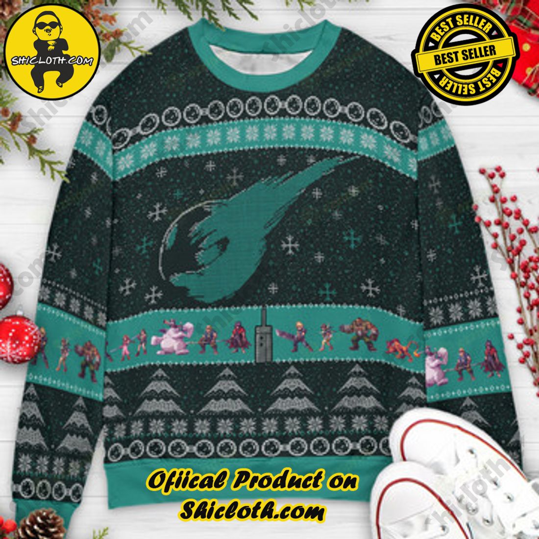 Hot Trending and Best Seller: Shiclothshop's Ugly Christmas Sweaters: Embrace Festive Fashion with Flair 26 Final Fantasy VII Ugly Christmas Sweater