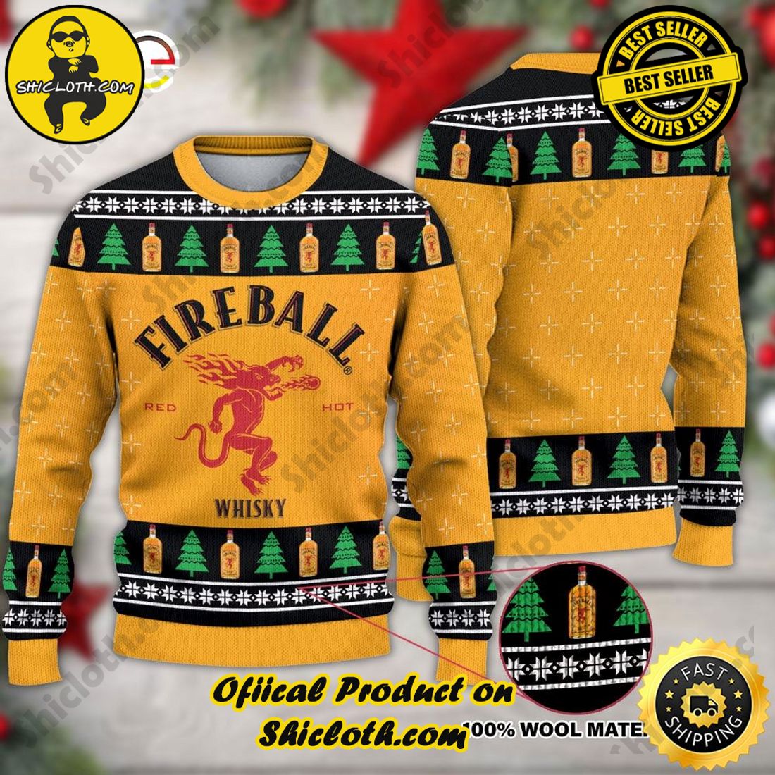 Hot Trending: Shiclothshop's Ugly Christmas Sweaters: Embrace Festive Fashion with Flair 27 Firebal Whiskey Ugly Christmas Sweater