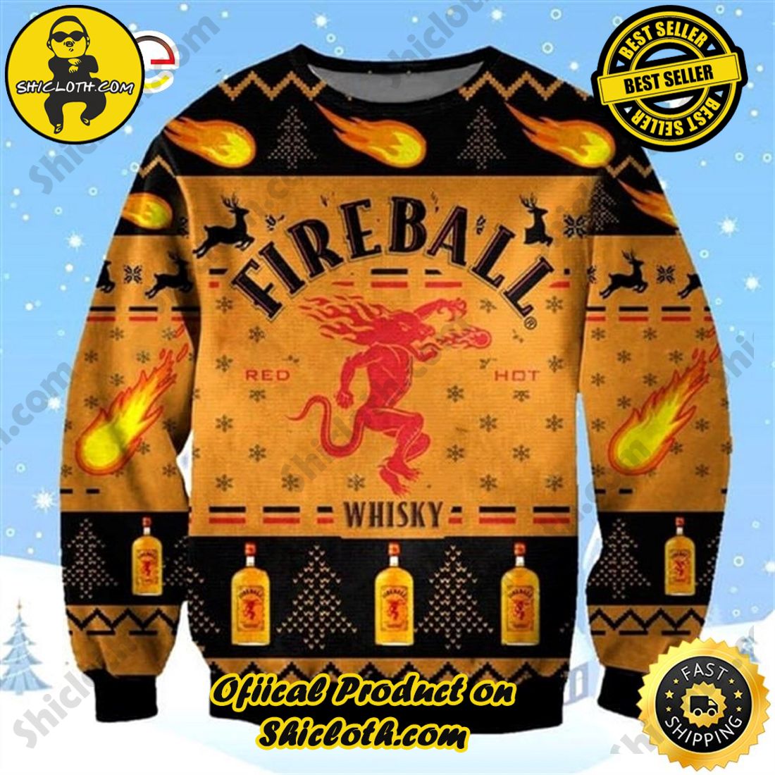 Hot Trending: Shiclothshop's Ugly Christmas Sweaters: Embrace Festive Fashion with Flair 28 Fireballs Cinnamon Whisky Ugly Christmas Sweater