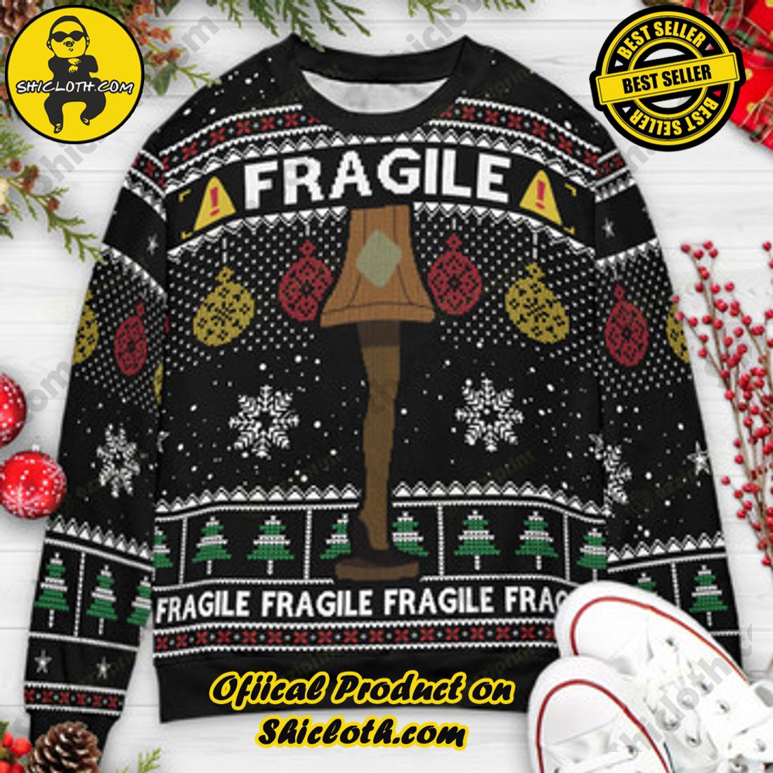 Hot Trending and Best Seller: Shiclothshop's Ugly Christmas Sweaters: Embrace Festive Fashion with Flair 28 Fragile Leg Lamp A Christmas Story Ugly Christmas Sweaters