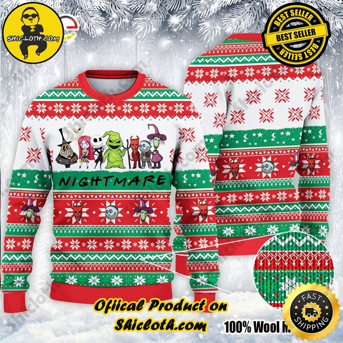 Hot Trending: Shiclothshop's Ugly Christmas Sweaters: Embrace Festive Fashion with Flair 34 Friends Nightmare Halloween Ugly Christmas Sweater