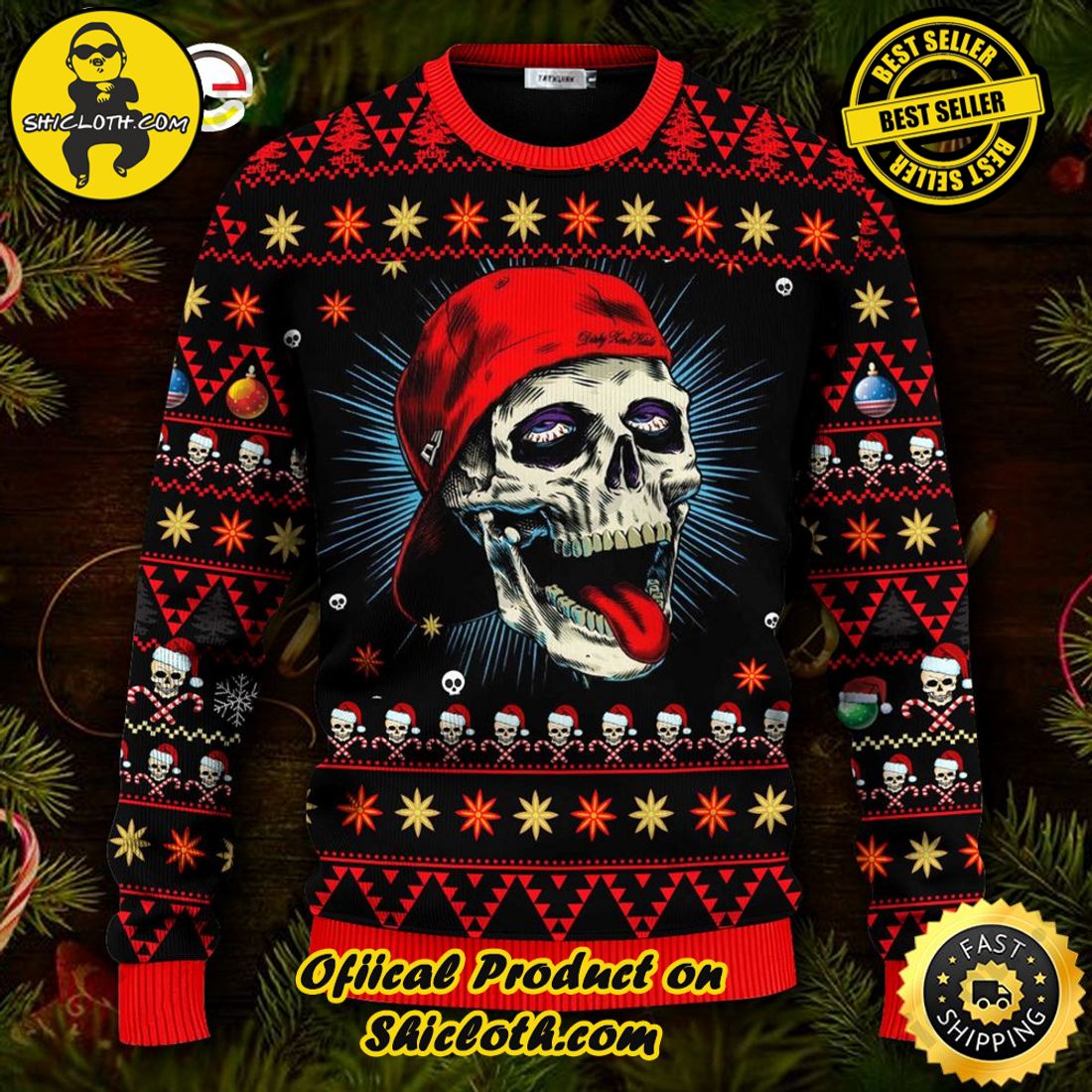Best seller: Warm Up Your Holidays with Shiclothshop's Cozy Christmas Sweaters for a Peaceful Season 30 Funny Skull With Cap Skull Ugly Christmas Sweater For Men & Women Christmas Gift Sweater