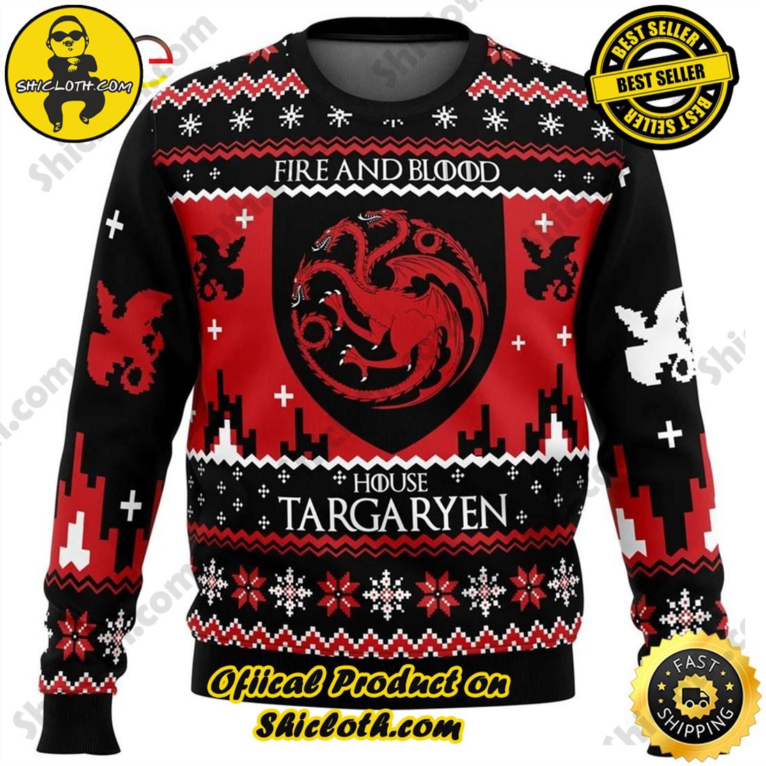 Hot Trending: Shiclothshop's Ugly Christmas Sweaters: Embrace Festive Fashion with Flair 36 Game Of Thrones Ugly Christmas 3D Sweatshirt