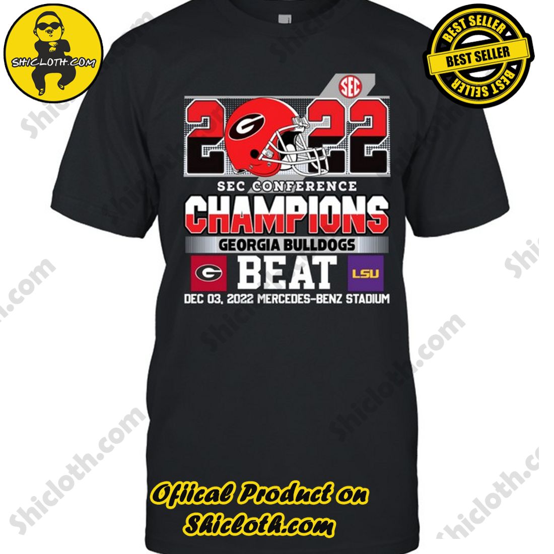 Discover the Ultimate Georgia Bulldogs Fan Gear Collection at Shiclothshop 7 Georgia Bulldogs Beat Ohio State Buckeyes 2022 Chick Fil A Peach Bowl Champion Unisex T-Shirt